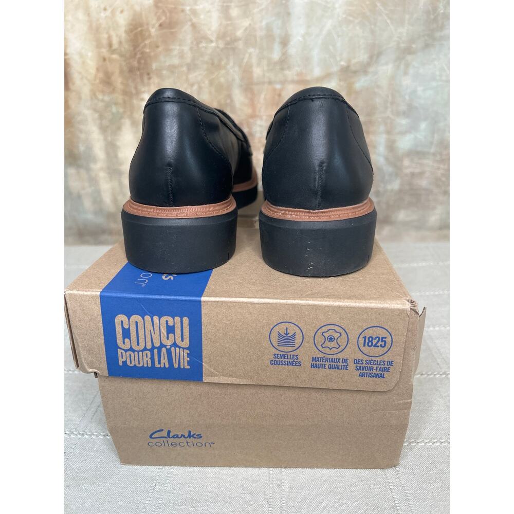 Clarks Westlynn Bella Women's Black Leather Chunky Lug Sole Loafer Size 8.5 M - Picture 11 of 14